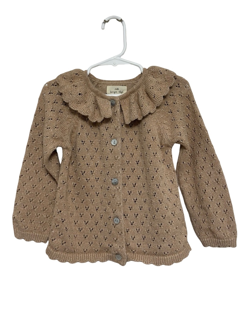 Konges Slojd Girls Holiday Knit Cardigan in Buttercream - Size 3Y